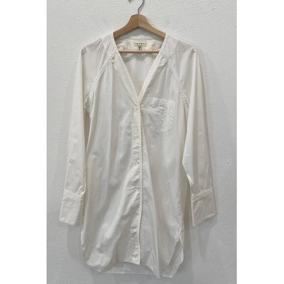 Rag & Bone V Neck White Button Down Shirt Dress Long Sleeve Small - Picture 1 of 7